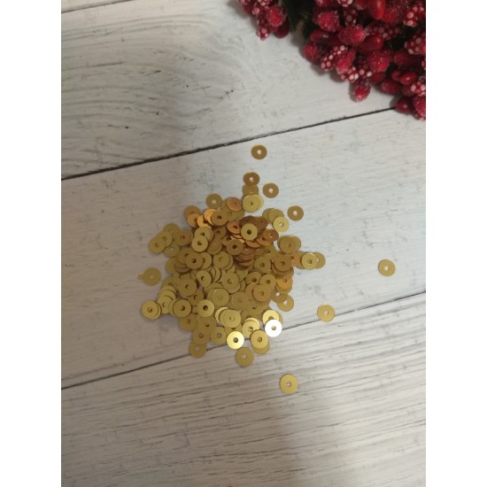 Пайетки круглые 4 мм цв. светлое золото, цена за 5 гр